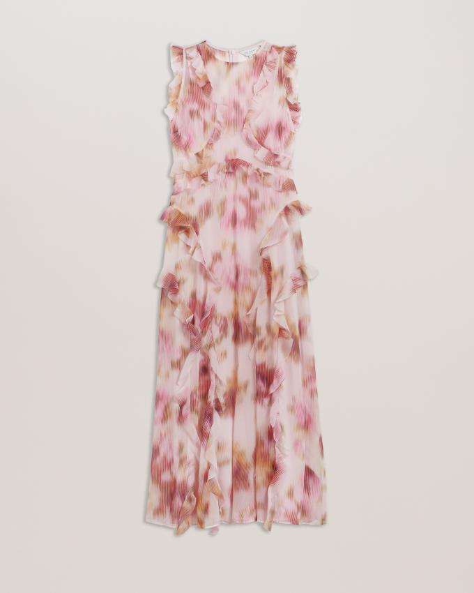 Peignoir Ted Baker Printed Waterfall Ruffle Midi Rose Clair Femme | UYH-92576594